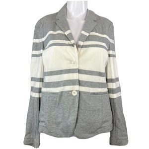 Gap Jacket‎ Womens Sz 0 Heather Gray White Stripe Cotton Knit Stretch